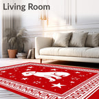Crimson White Dog Star Border Rug