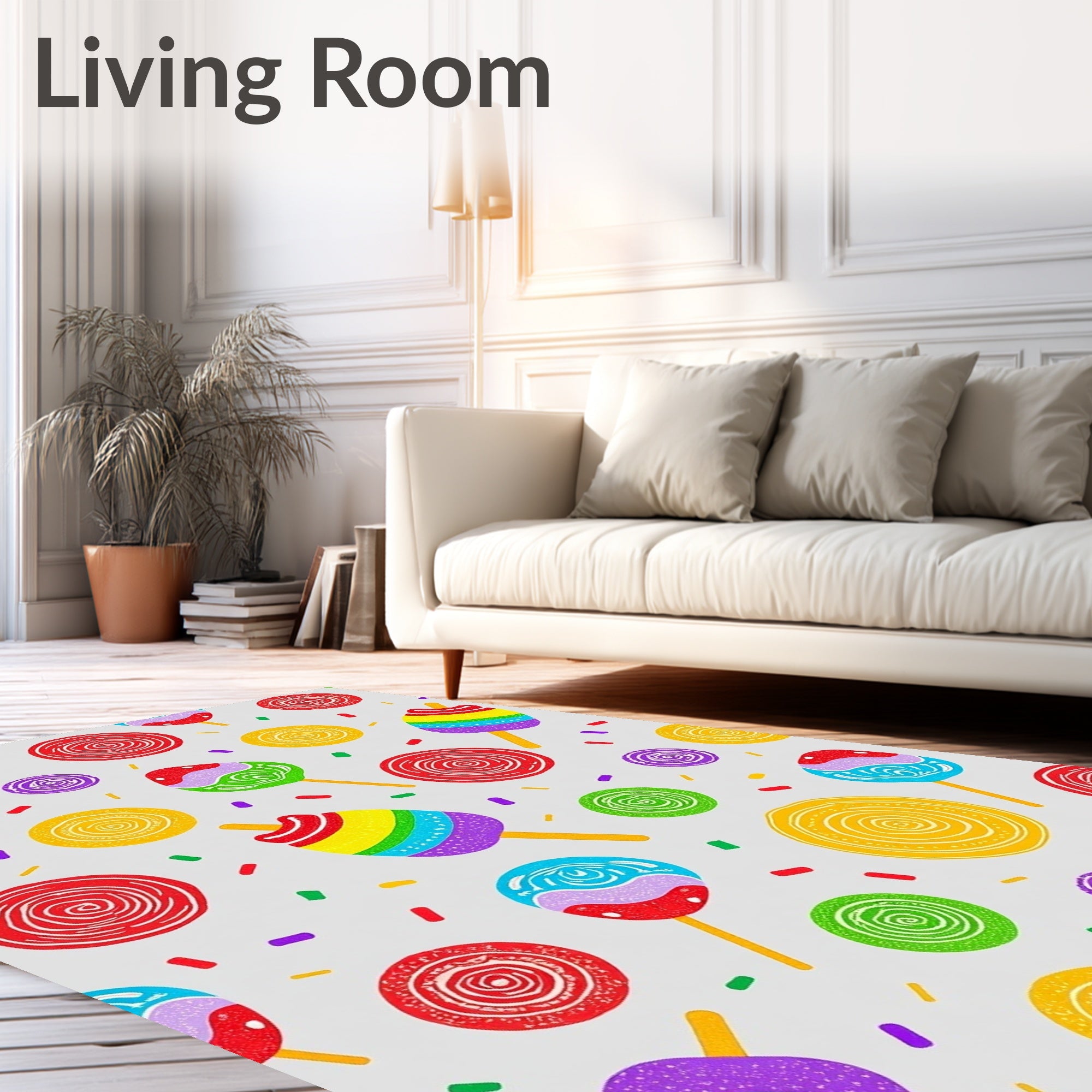 Whimsical Rainbow Swirl Pops And Sprinkles Rug