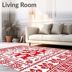 Red Reindeer Nordic Folklore Rug