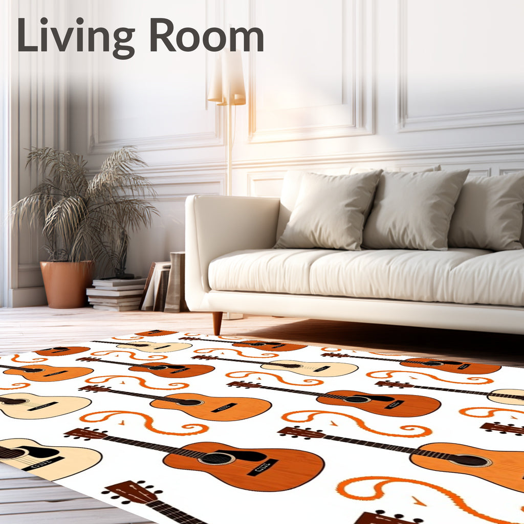 Warm Wood Acoustic Guitars Swirls Rug