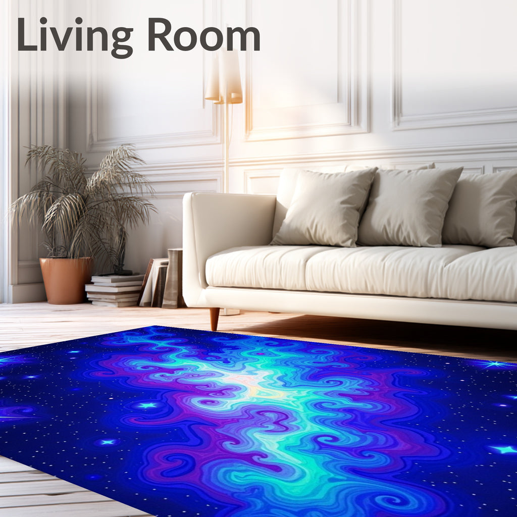 Vibrant Nebula Swirl Starry Night Rug