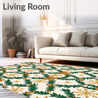 Festive Green Garland Gold Bow Snowflake Rug