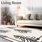 Minimalist Black Pine Trees Cream Rug