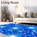Vivid Blue Floral Swirls And Stars Rug