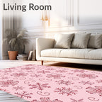 Pink Snowflake Swirls Collage Rug