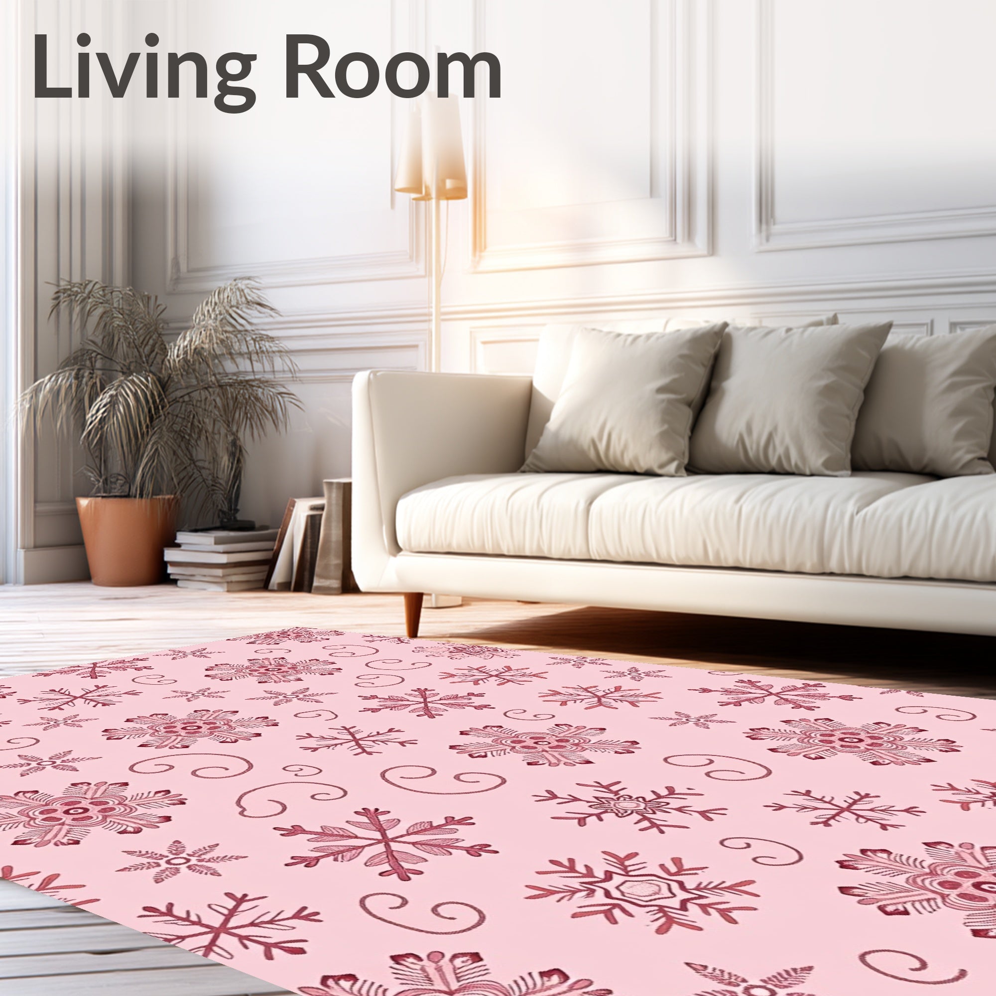 Pink Snowflake Swirls Collage Rug