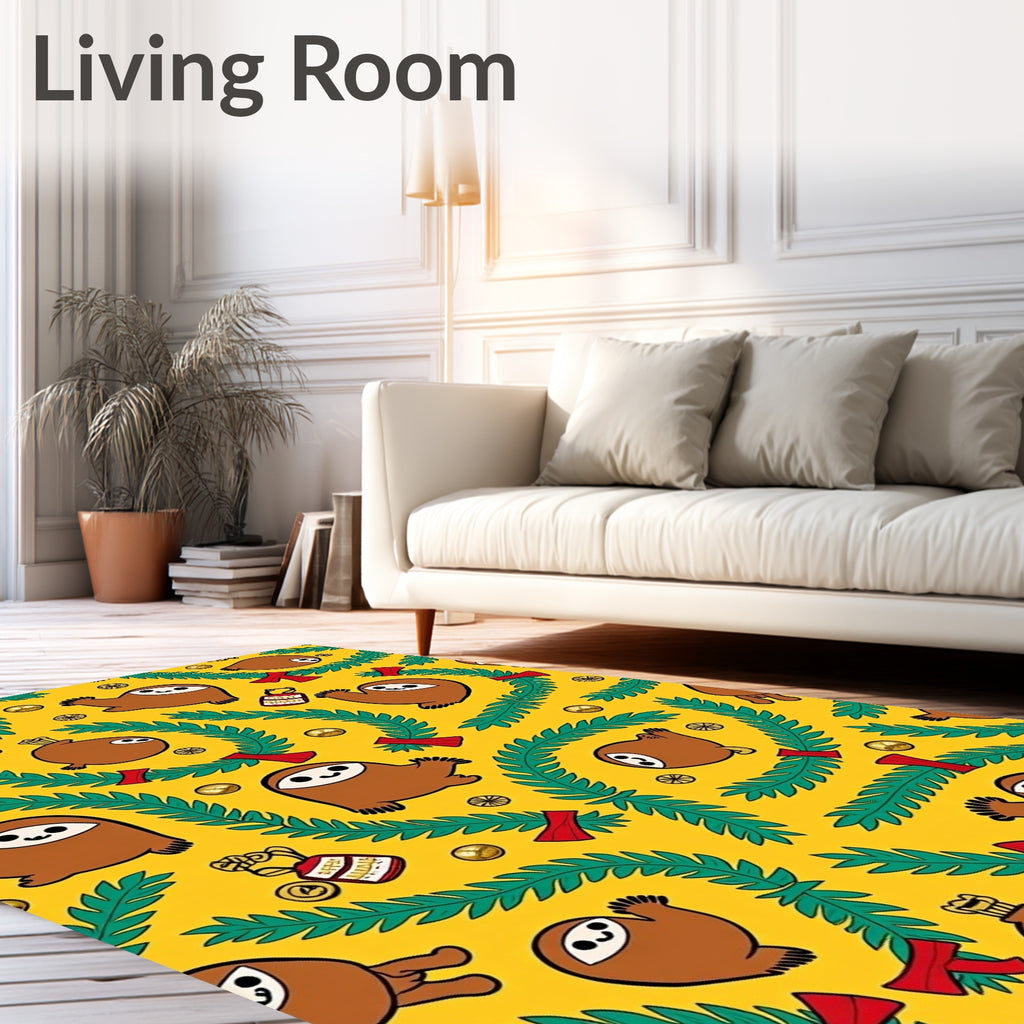 Whimsical Sloth Garland Yellow Rug