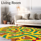 Whimsical Sloth Garland Yellow Rug