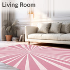 Retro Pink Sunburst Radiation Rug