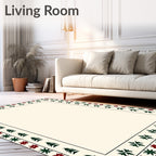Crimson Forest Trees Border Rug
