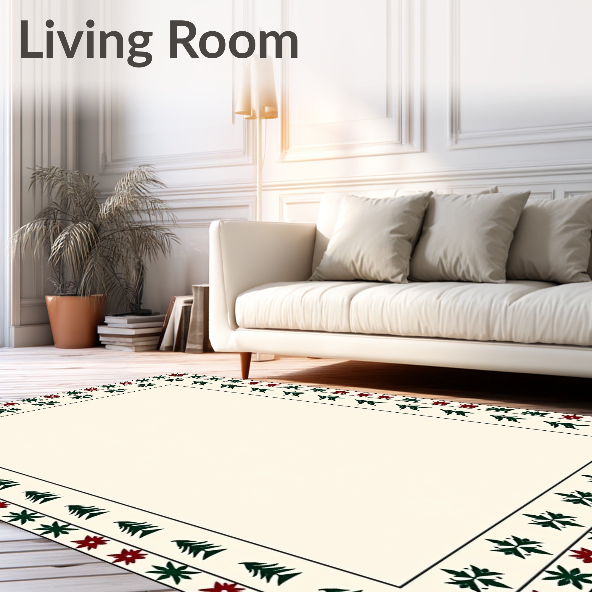 Crimson Forest Trees Border Rug