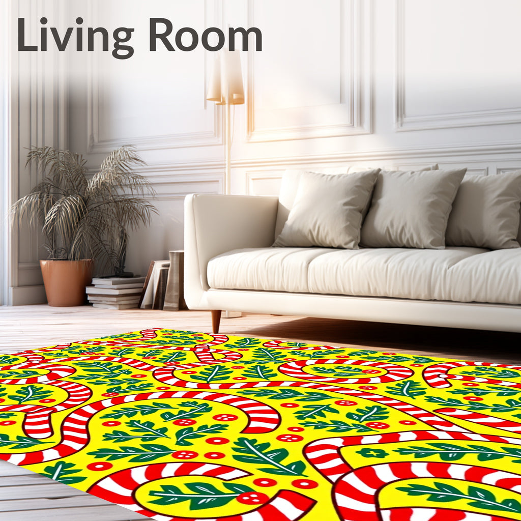 Red White Swirl Candy Cane Foliage Rug