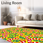Red White Swirl Candy Cane Foliage Rug
