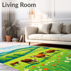Pastoral Rolling Hills Cow Meadow Rug