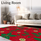 Crimson Floral Starry Garden Rug