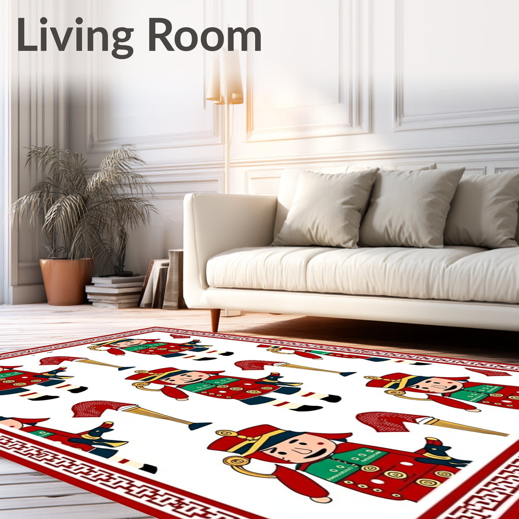 Red Toy Soldier Guards Pattern Rug