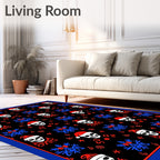 Black Red Santa Skull Blue Snowflake Rug