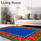 Festive Poinsettia Star Border Rug