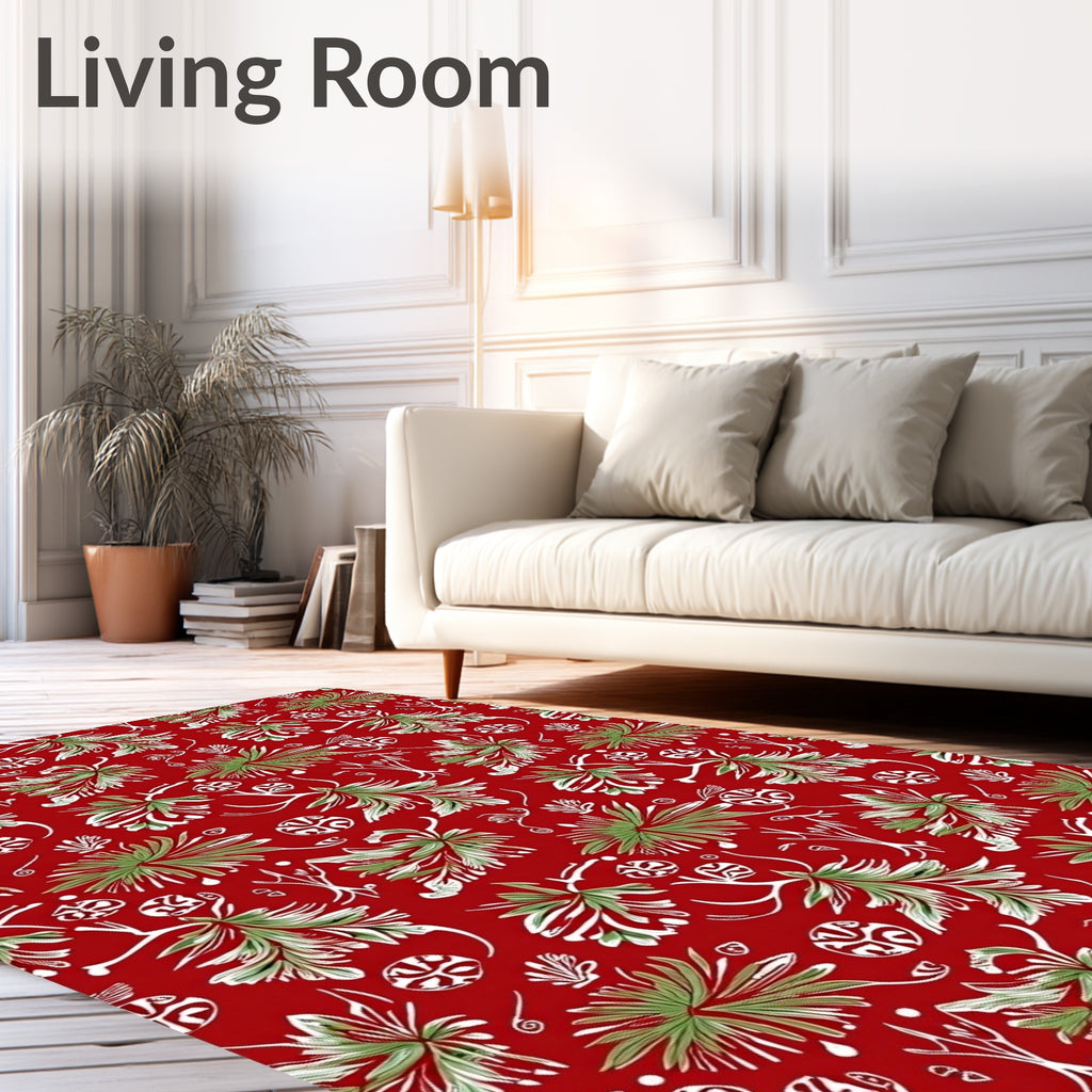 Emerald Green Leafy Garland Background Rug