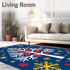 Whimsical White Tree Red Flowers Stars Rug