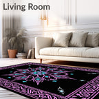 Black Pink Teal Floral Medallion Rug