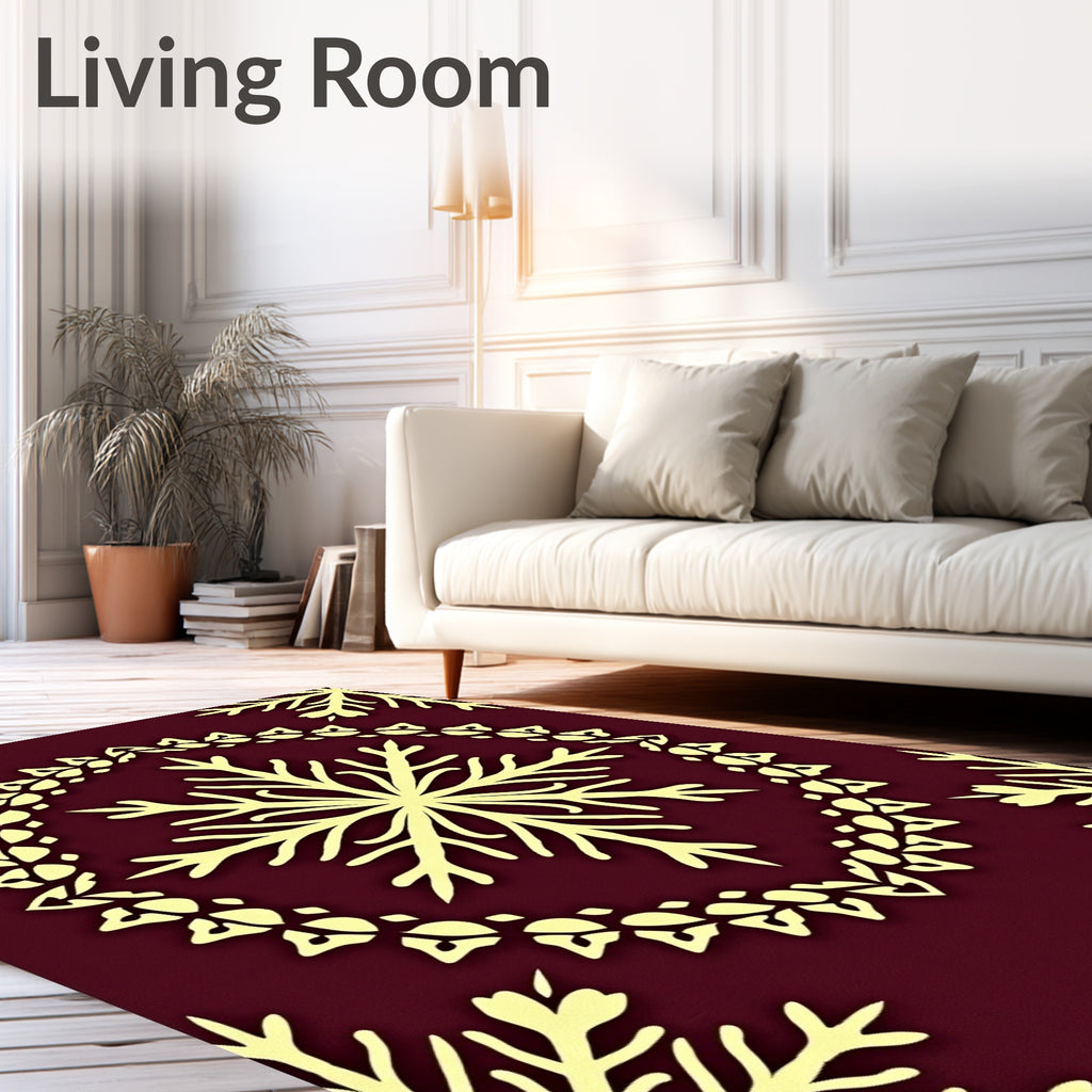 Burgundy Cream Medallion Floral Rug