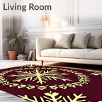 Burgundy Cream Medallion Floral Rug
