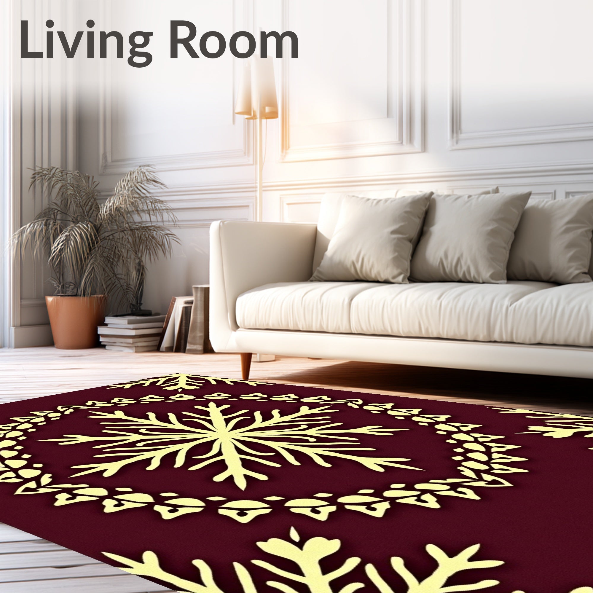 Burgundy Cream Medallion Floral Rug