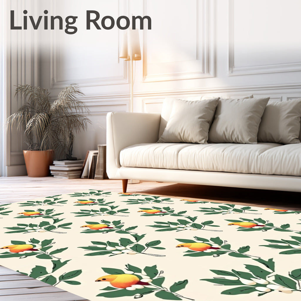 Charming Yellow Bird Branch Sprig Rug