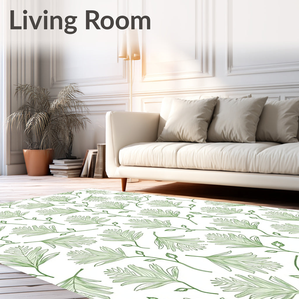 Spring Green Leafy Botanical Vine Rug