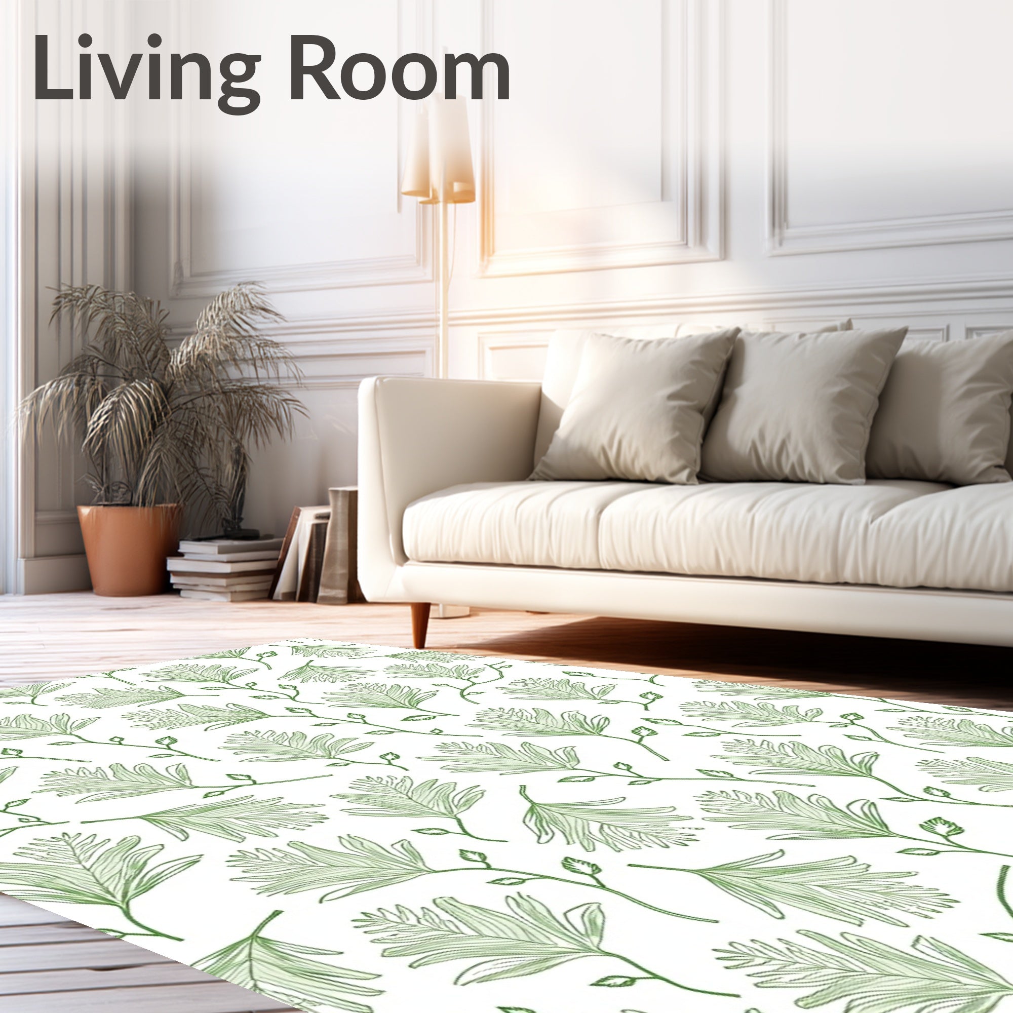 Spring Green Leafy Botanical Vine Rug
