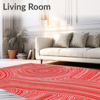Crimson Swirl Organic Line Arrangement Rug