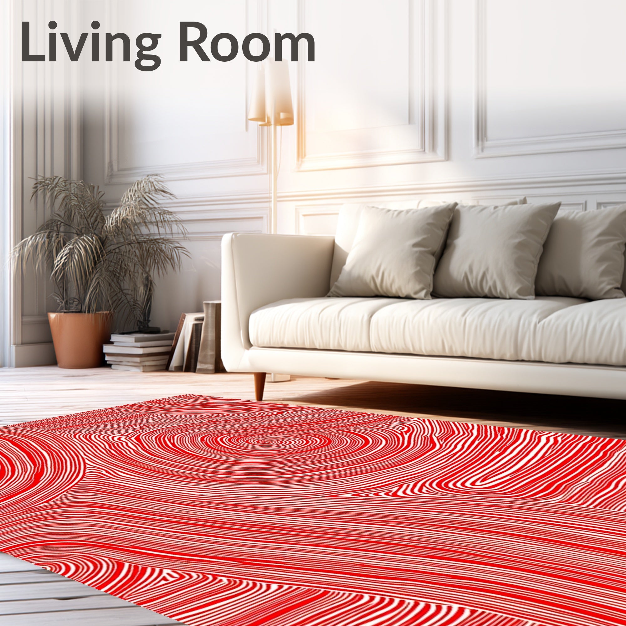 Crimson Swirl Organic Line Arrangement Rug