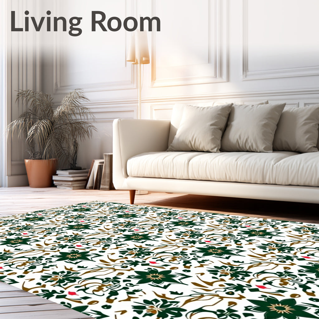 Dark Green Floral Vine Artistry Rug