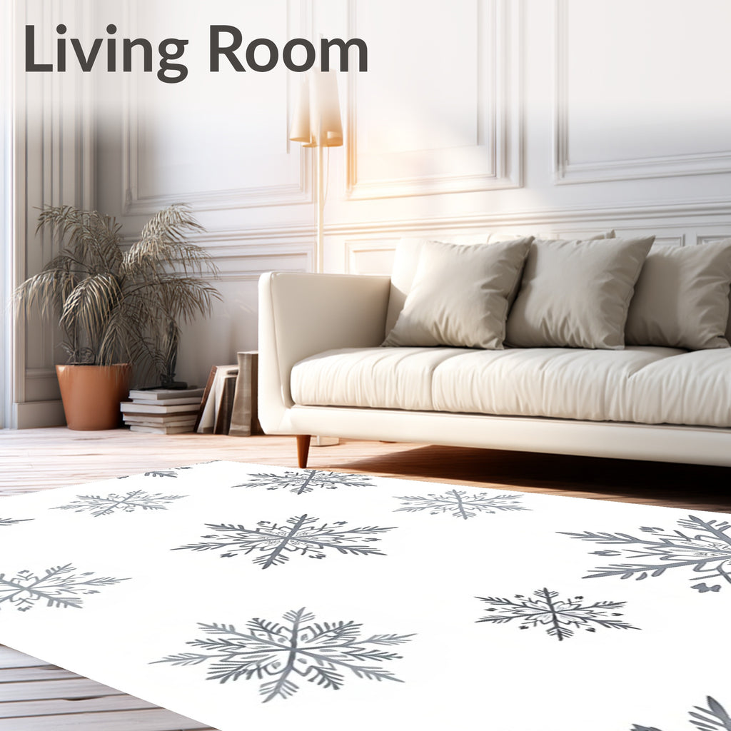 Classic Gray Snowflake Winter Arrangement Rug