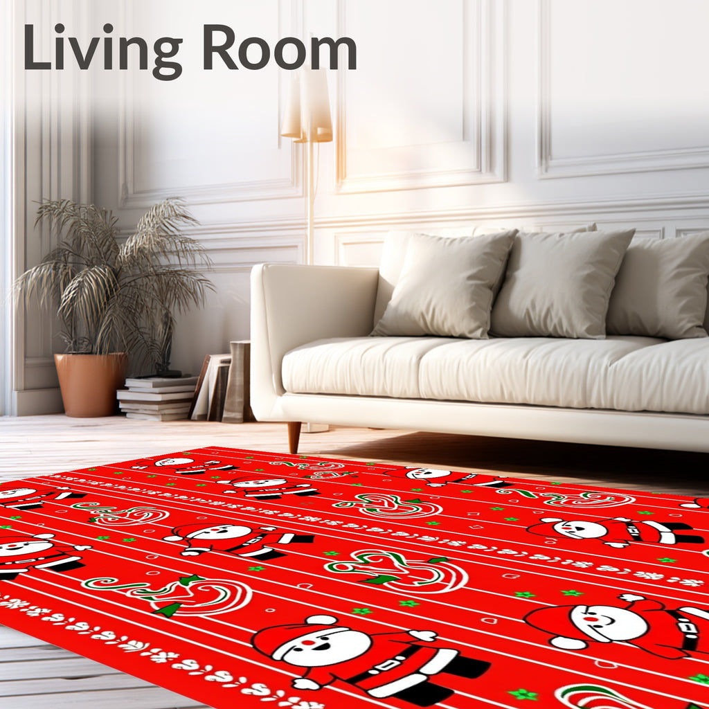 Jolly Santa Claus Red Stripe Holiday Rug