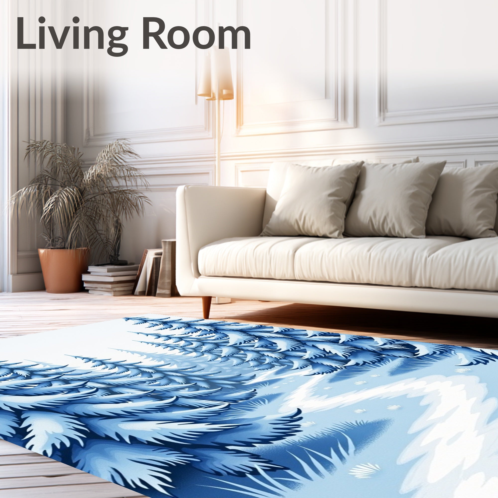 Blue Snowy Forest Path Rug