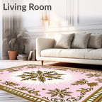 Golden Snowflake Pink Burst Rug