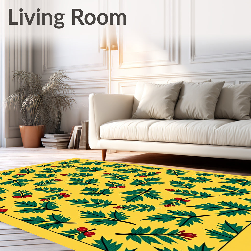 Yellow Green Leaf Berry Scatter Rug