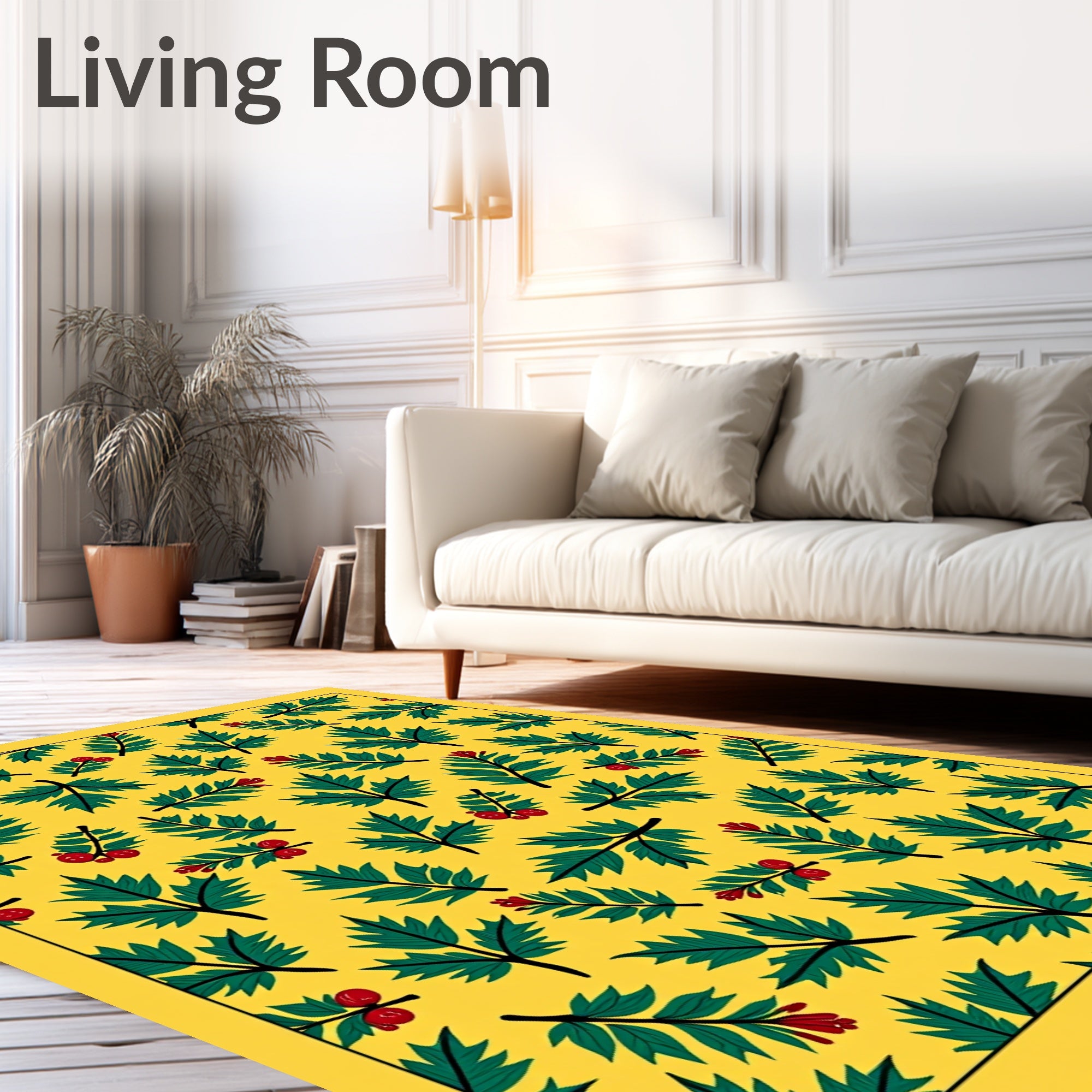 Yellow Green Leaf Berry Scatter Rug