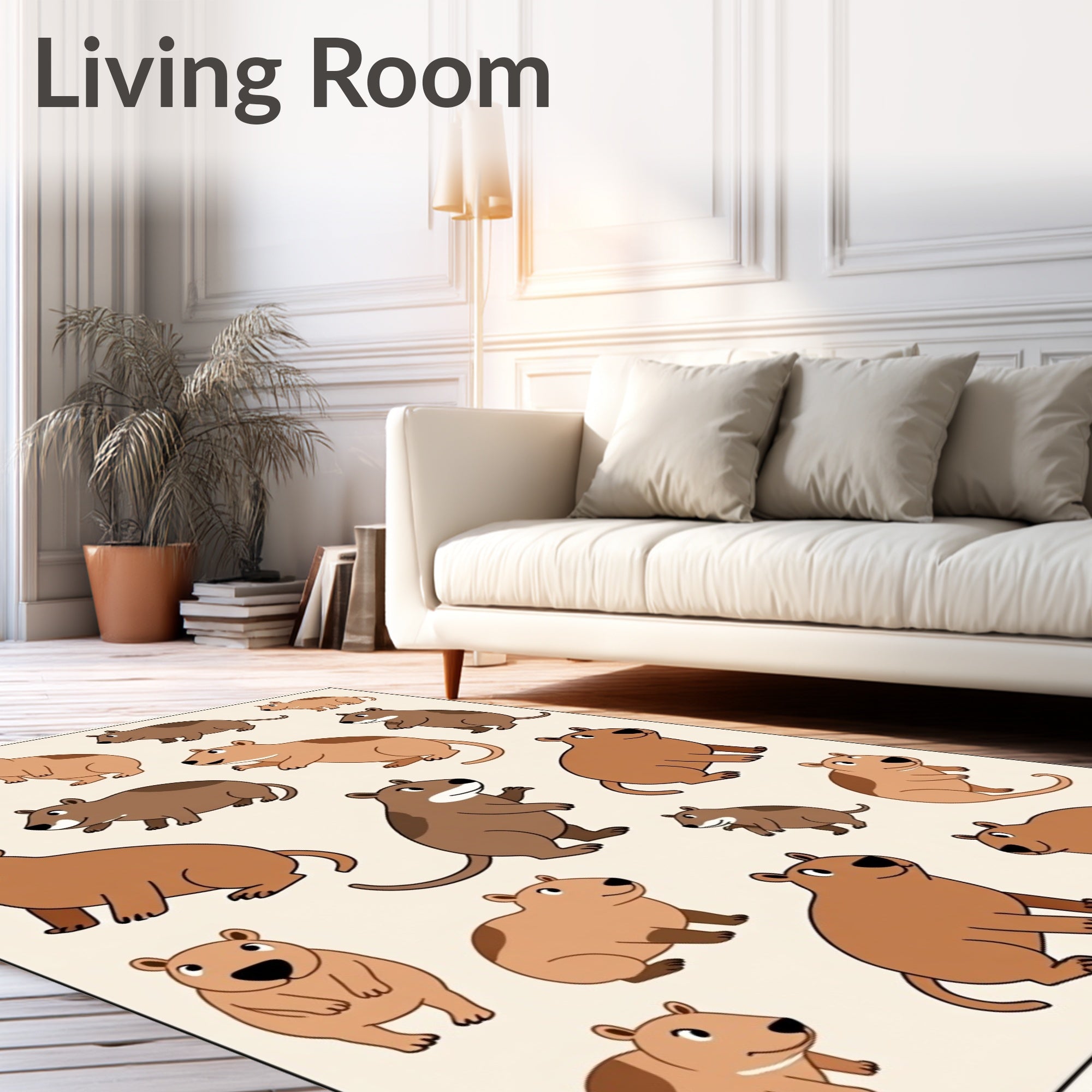 Cute Rodent Family Repeating Pattern Rug