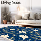 Whimsical Cream Ghost Pine Branch Rug