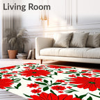 Bold Red Floral Garden Arrangement Rug