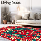 Enchanting Red Horse Winter Scene Rug