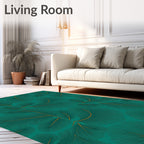 Teal Feathered Fern Artistry Rug