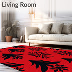 Bold Red Nature Silhouette Repeat Rug