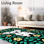 Cute Koala Yellow Flower Foliage Rug