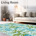 Sky Blue Organic Swirl Floral Rug