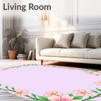 Garden Pink Blossom Green Vine Rug