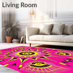 Electric Pink Yellow Sunburst Starburst Rug